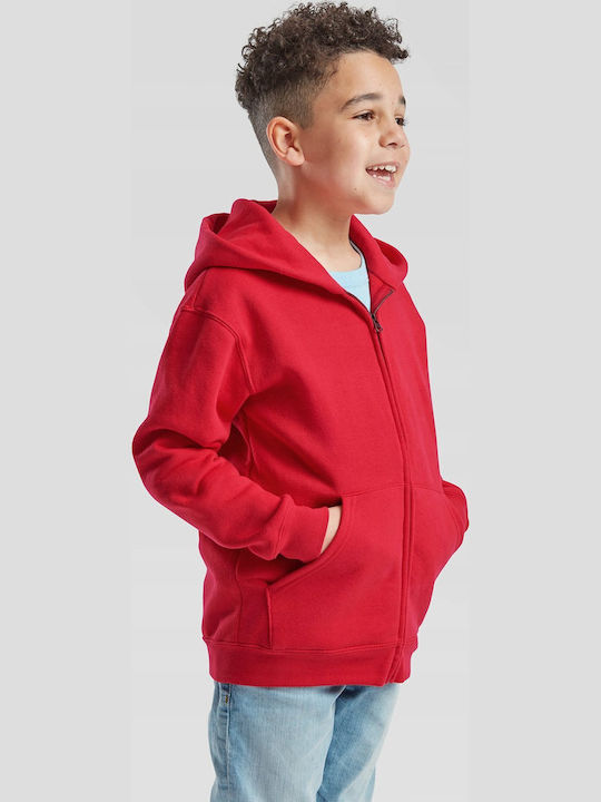 Kinder-Sweatshirt Strickjacke mit Kapuze und Taschen Rote