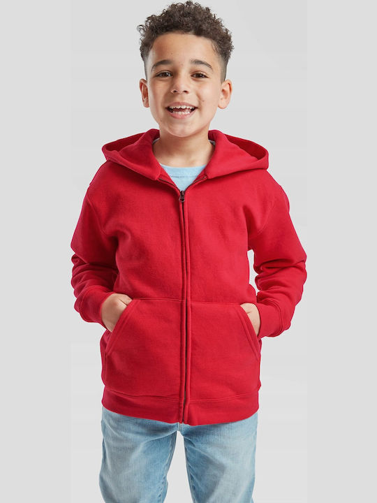 Kinder-Sweatshirt Strickjacke mit Kapuze und Taschen Rote