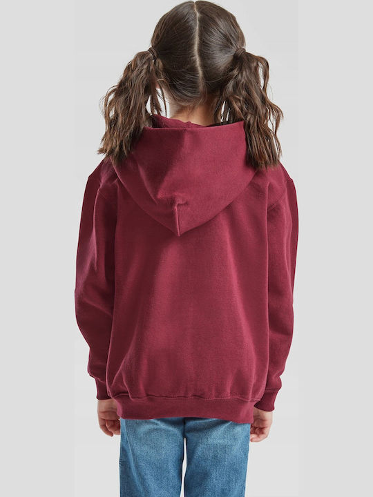 Kids Sweatshirt Cardigan With Hood And Pockets Burgundy