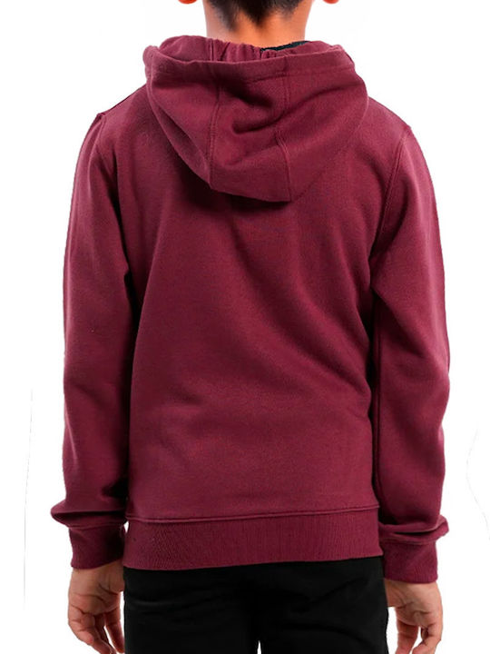 Kids Sweatshirt Cardigan Cotton with Hood Burgundy