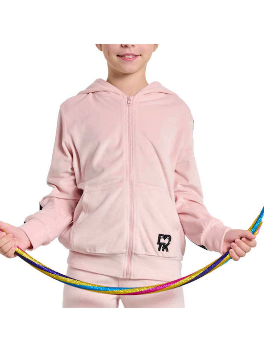 Kids Sweatshirt Cardigan with Hood and Pockets Pink Row Minime