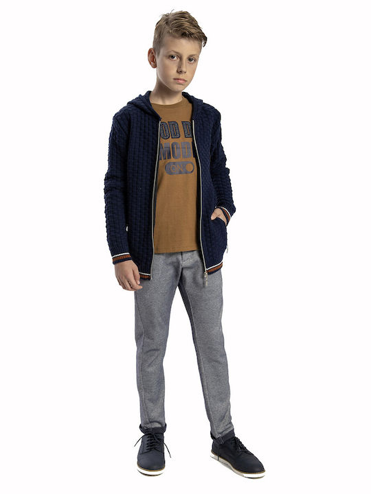 Kids Cardigan Knitted with Hood Blue Knitted Jacket