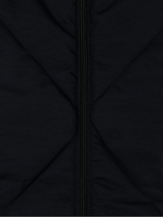 Kids Quilted Sleeveless Short Black Jacket