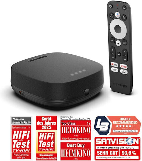 Thomson TV-Box 270 Plus 4K UHD mit WiFi USB 3.0 3GB RAM und 32GB Speicherplatz mit Betriebssystem Android 12.0