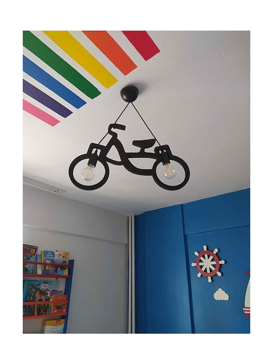 SteweHome Kinderzimmer-Deckenleuchte Schwarz Hölzernes E27 55 x 35 cm