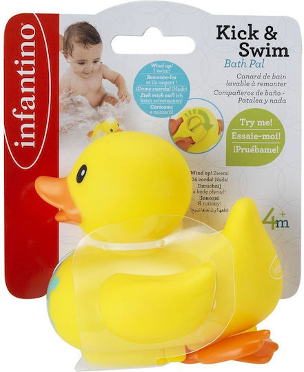 Infantino Kick & Swim Bath Pal Duck Rățușcă de baie pentru 4++ luni