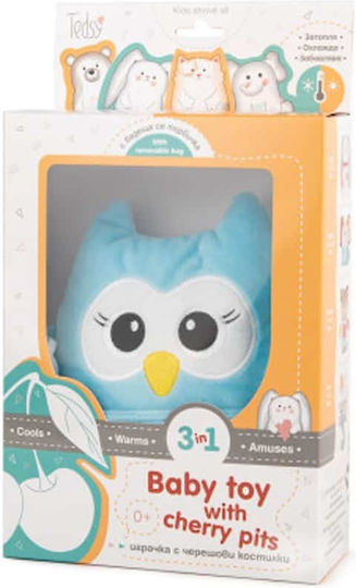 Amek Toys Owl Hot Water Bottle for Heat Cold with Cherry Pits Blue
