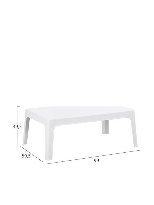 Sleek Sitting Room Outdoor Foldable Polypropylene Table White 99x59.5x39.5cm