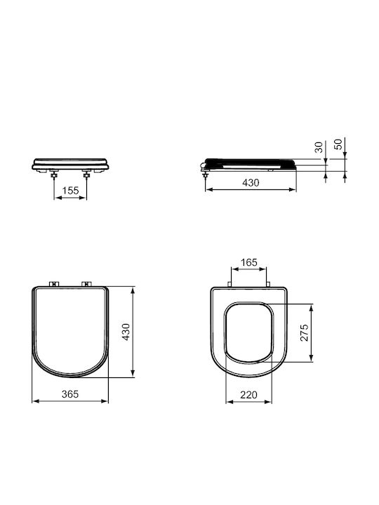 Ideal Standard Καπάκι Λεκάνης Soft Close Πλαστικό Λευκό