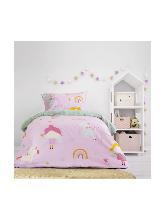Kocoon Fairy Cherry Σετ Παιδική Παπλωματοθήκη Μονή με Μαξιλαροθήκη Βαμβακερή Cherry 165x245εκ.