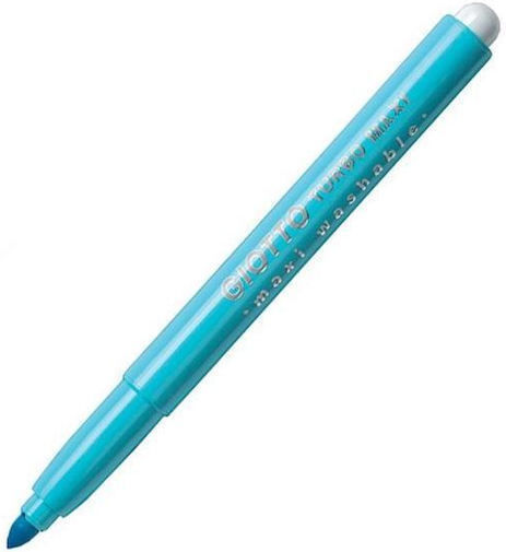 Giotto Turbo Maxi Light Blue Washable Drawing Markers 5mm Thick Set 12pcs