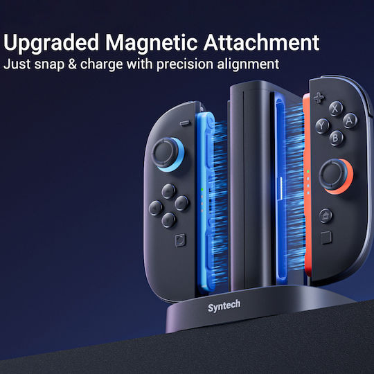 Σταθμός Φόρτισης Syntech Joy-con Nintendo Switch 2 Γρήγορος Φορτιστής 4 1 Led