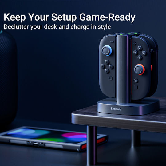 Σταθμός Φόρτισης Syntech Joy-con Nintendo Switch 2 Γρήγορος Φορτιστής 4 1 Led