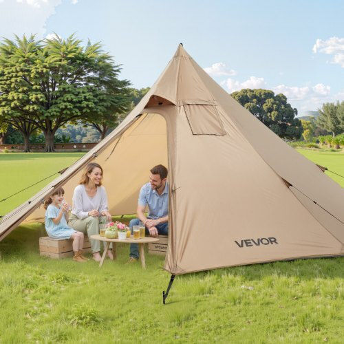 Vevor Σκηνή Camping Teepee Καφέ 4 Εποχών για 2 Άτομα