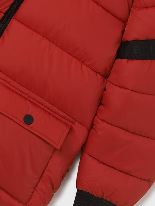 Kids' Quilted Jacket Short with Hood Red