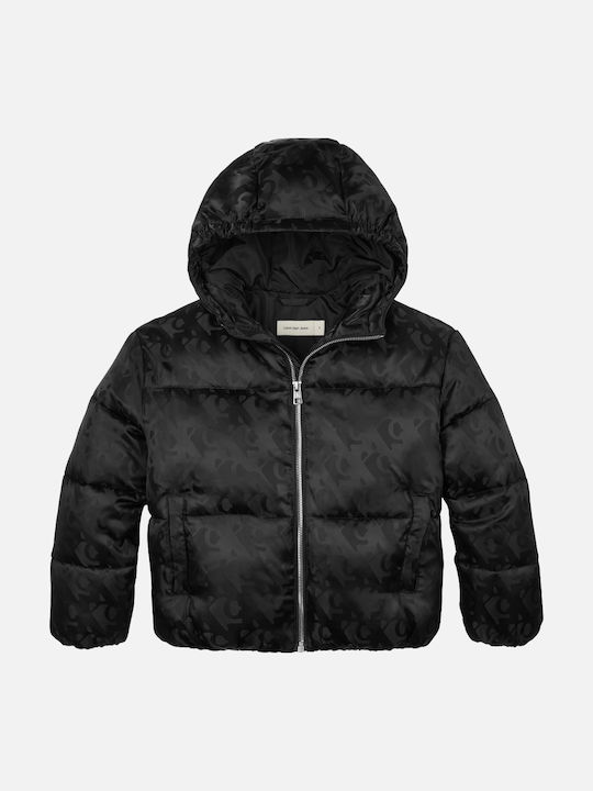 Kinder Steppjacke mit Kapuze Black