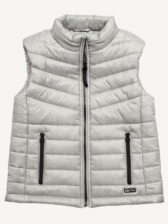 Kids' Quilted Jacket Sleeveless Short Silver