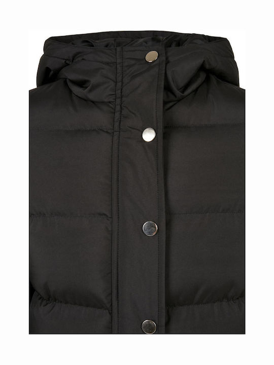 Kids' Quilted Jacket Short with Hood Black