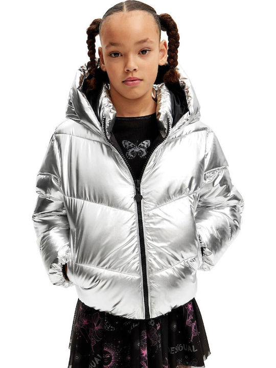 Amelia Kids Casual Coat with Hood Grey Plata