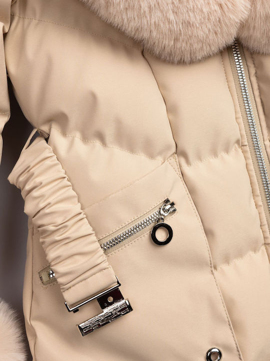 Kids' Casual Jacket Long with Hood Ecru