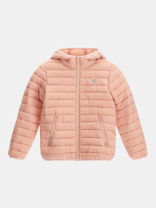 Kinder Steppjacke Kurz mit Kapuze Rosa