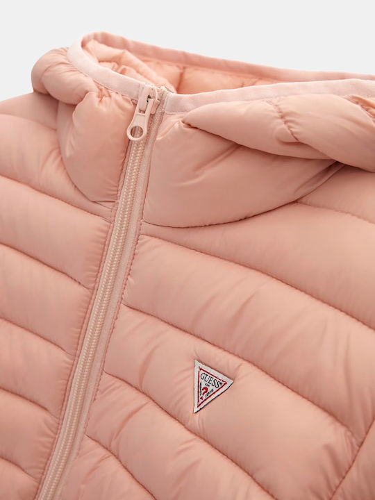 Kinder Steppjacke Kurz mit Kapuze Rosa