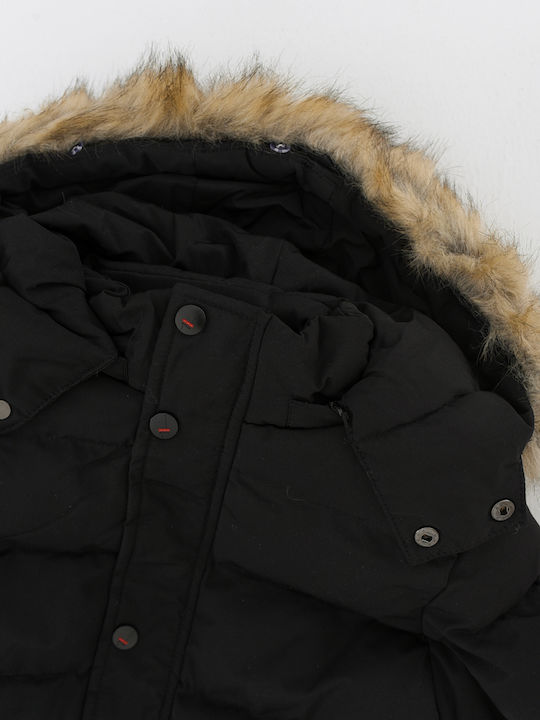 Kids' Casual Jacket Short with Lining & Hood Black