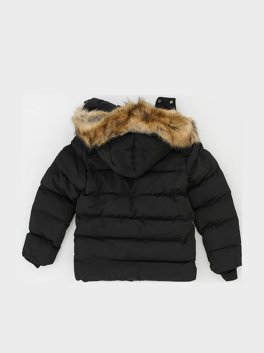 Kids' Casual Jacket Short with Lining & Hood Black