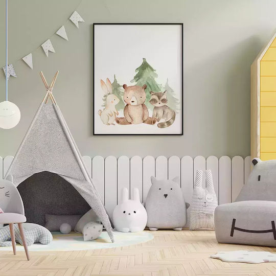 Kids Framed Wall Painting Forest Animals 30x40cm