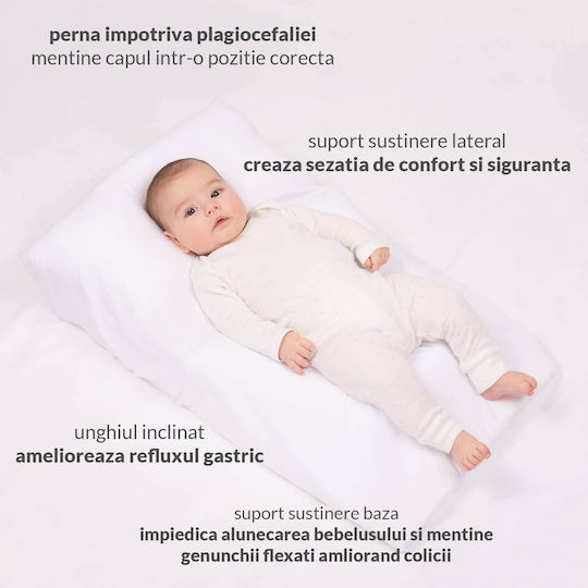 Kidizi Pernă pentru bebeluși pentru întoarcerea pe spate Alb 40x70buc