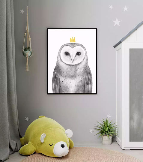 Παιδικό Κάδρο Queen Owl με Λευκή Κορνίζα από Πλαστικό 21x30εκ.