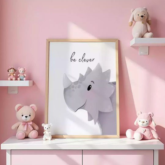Kids Framed Plastic Wall Painting With Dinosaur Be Clever 21x30cm