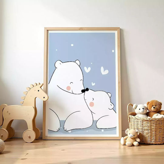 Παιδικό Κάδρο Happy Bears με Λευκή Κορνίζα από Πλαστικό 21x30εκ.