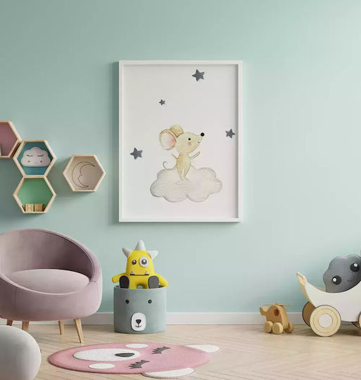 Kids Framed Plastic Wall Painting Mouse 21x30cm