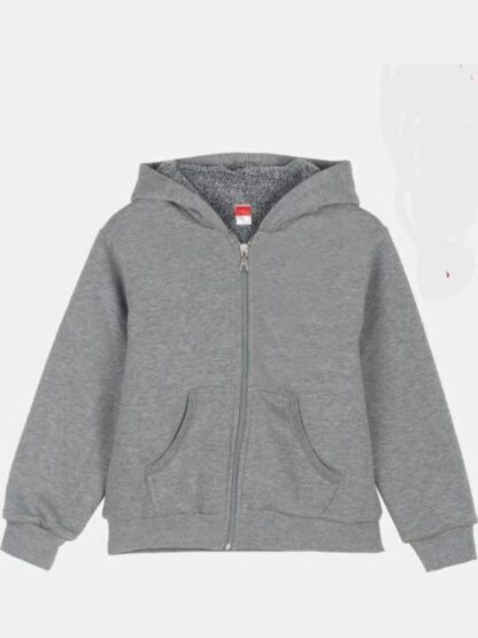 Kids Sweatshirt Cardigan with Hood and Pockets Grey