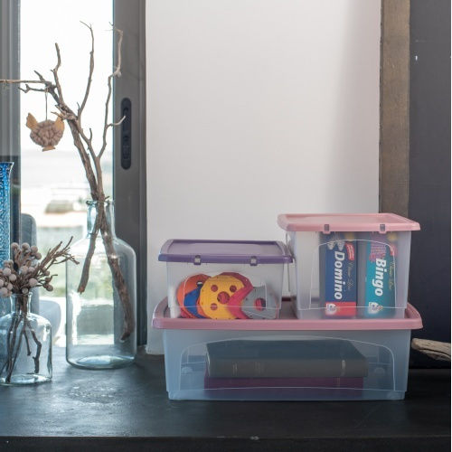 Viomes Plastic Storage Box with Wheels and Lid 39x30x28cm 1pcs