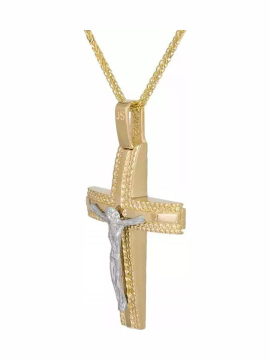 Herren Gold Kreuz 14K mit dem Gekreuzigten mit Kette