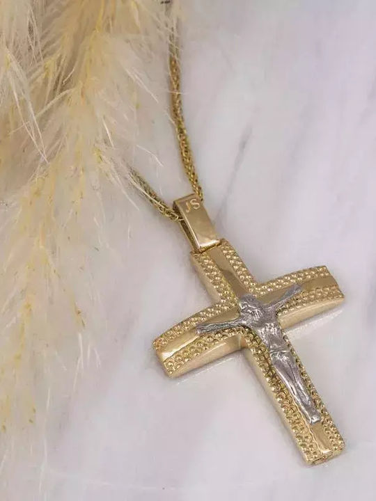 Herren Gold Kreuz 14K mit dem Gekreuzigten mit Kette