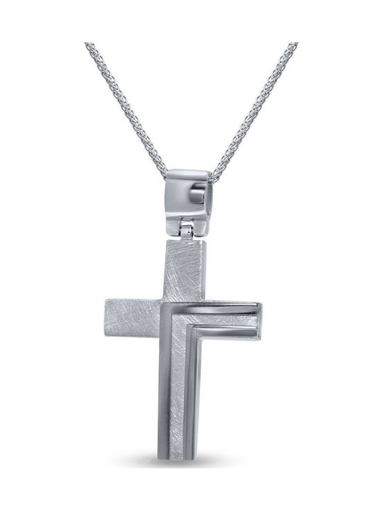 Psomas Herren Weißgold Kreuz 14K