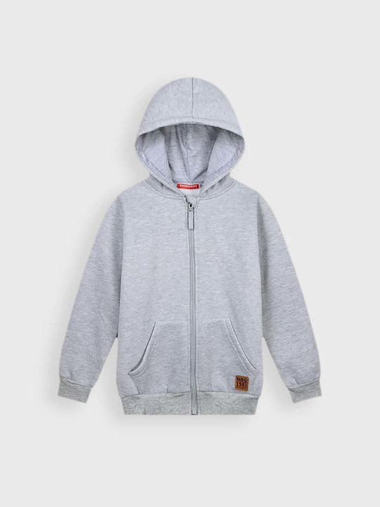 Kids Sweatshirt Cardigan With Hood And Pockets Grey