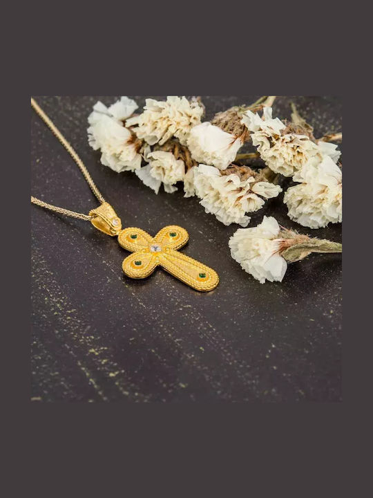 Women's Gold Byzantine Cross 14K with Chain