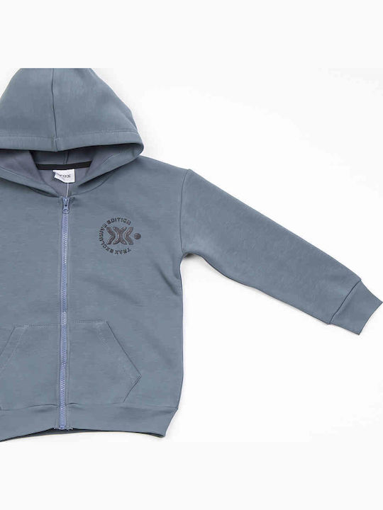 Kids Sweatshirt Cardigan Cotton with Hood Blue