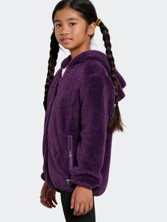 Athletic Kids Cardigan Fleece with Hood Purple