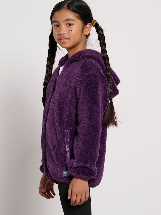 Athletic Kids Cardigan Fleece with Hood Purple