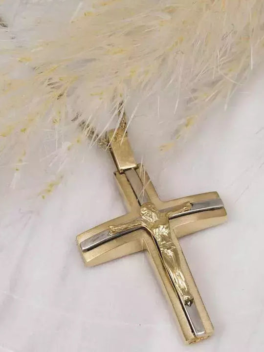 Men's Gold Cross 14K with the Crucified with Chain