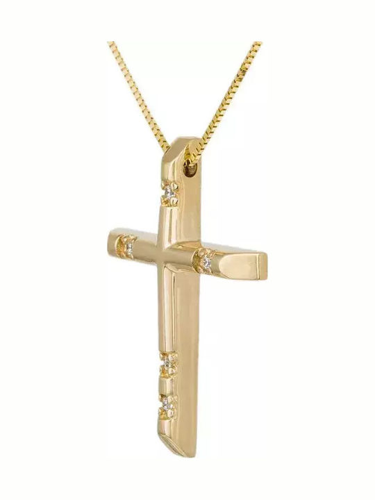 Дамски Златен Кръст 14K с Верижка