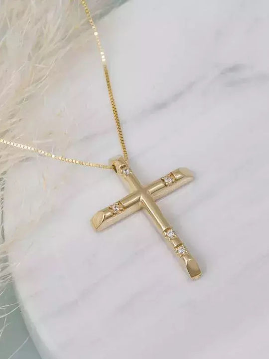 Дамски Златен Кръст 14K с Верижка