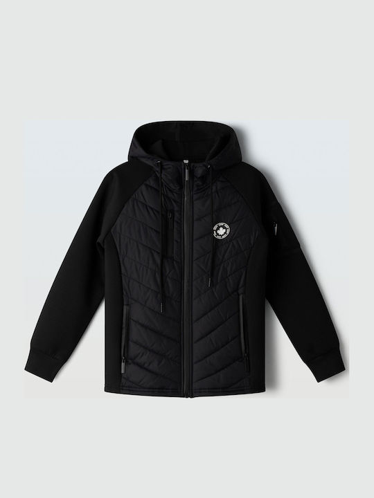 Kids Cardigan Cotton with Hood Black
