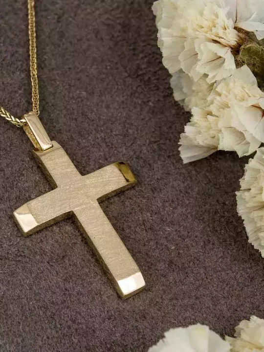 Ανδρικός Χρυσός Σταυρός 14Κ με Αλυσίδα