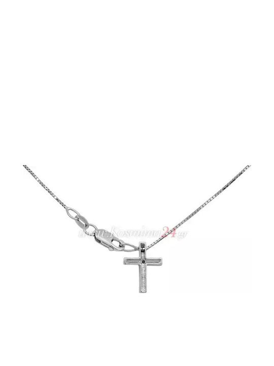 Women's White Gold Cross 18K with Chain